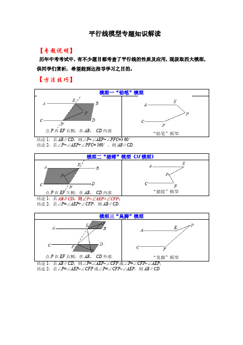 平行线模型专题知识解读