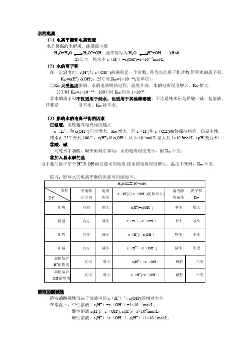 水的电离知识点【精选文档】