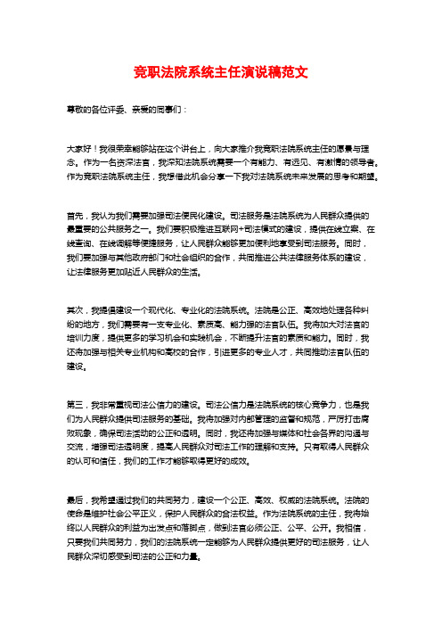 竞职法院系统主任演说稿范文