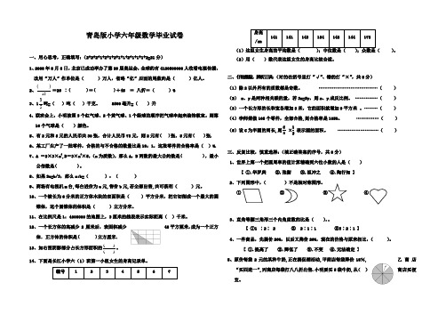 2016-2017年最新青岛版(六三制)小学六年级下册数学年毕业试卷(精品)