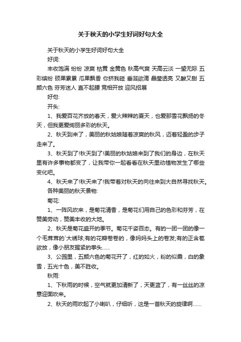 关于秋天的小学生好词好句大全