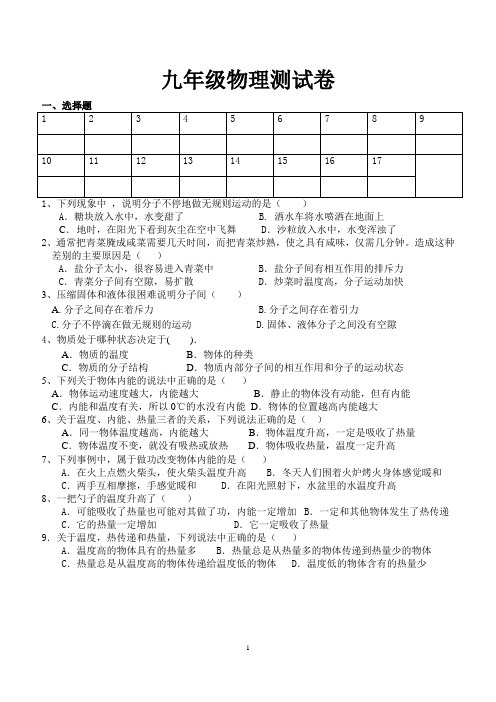 九年级上物理试卷1-2