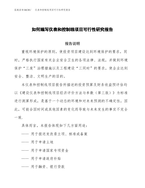 如何编写仪表和控制线项目可行性研究报告