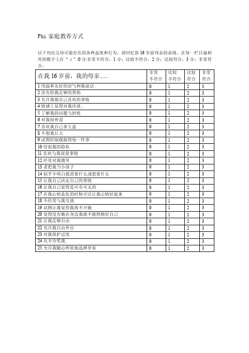 pbi家庭教养方式