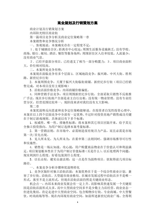 商业规划及行销策划方案
