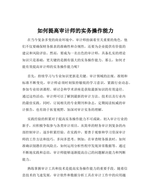 如何提高审计师的实务操作能力