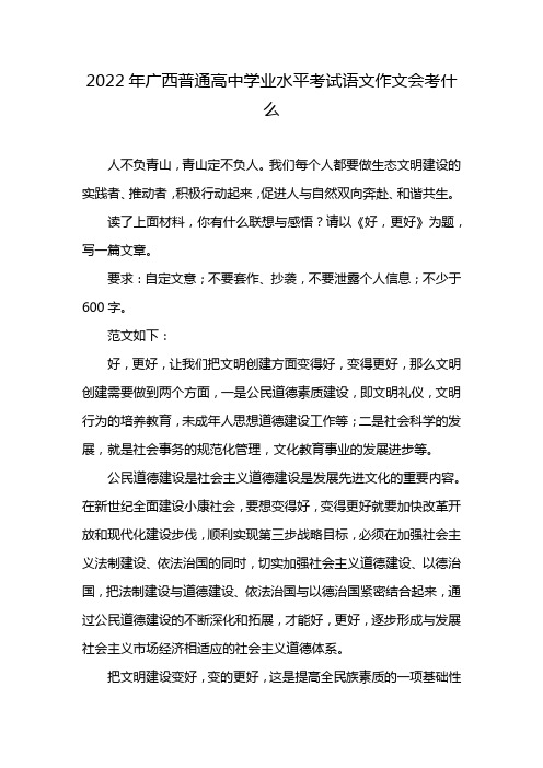 2022年广西普通高中学业水平考试语文作文会考什么