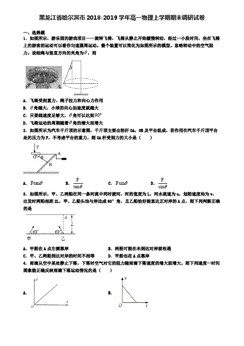 黑龙江省哈尔滨市2018-2019学年高一物理上学期期末调研试卷