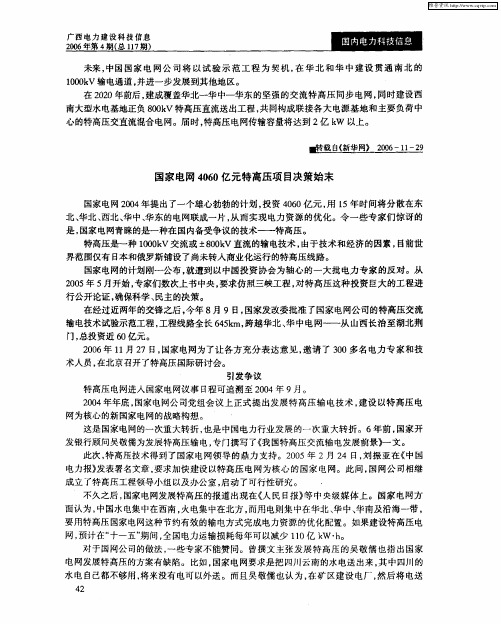 国家电网4060亿元特高压项目决策始末