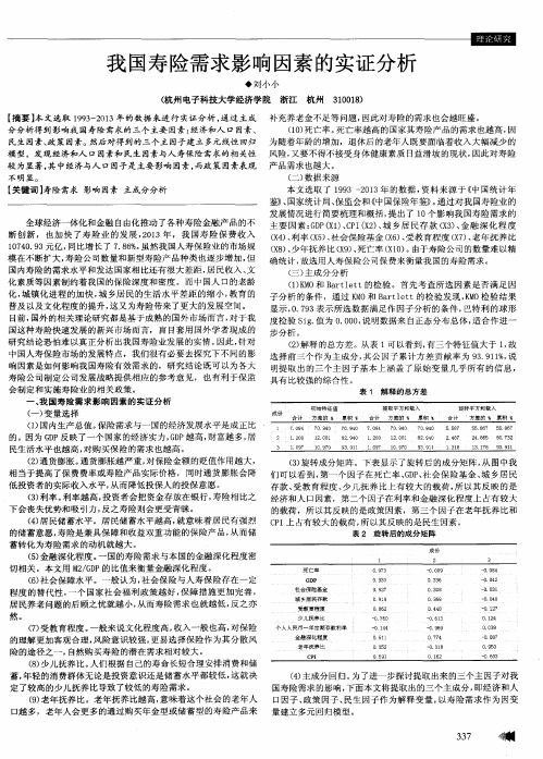 我国寿险需求影响因素的实证分析