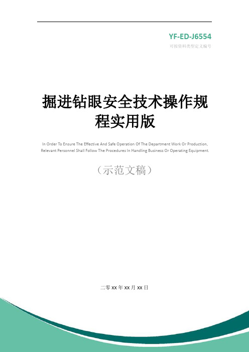 掘进钻眼安全技术操作规程实用版