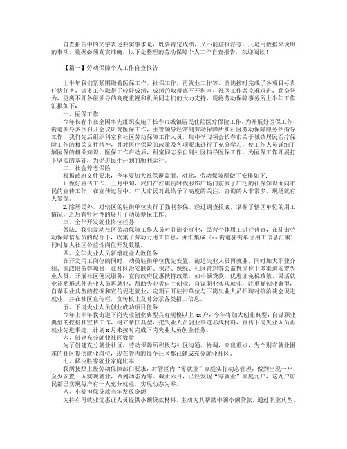 劳动保障个人工作自查报告4篇