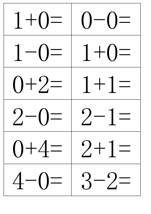 一年级10以内加减法卡片最新的直接A4打印版(附小老师要求版)