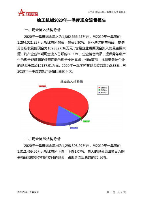 徐工机械2020年一季度现金流量报告