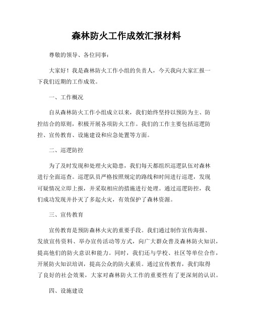 森林防火工作成效汇报材料