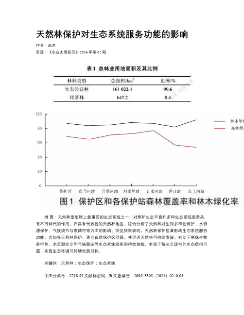 天然林保护对生态系统服务功能的影响