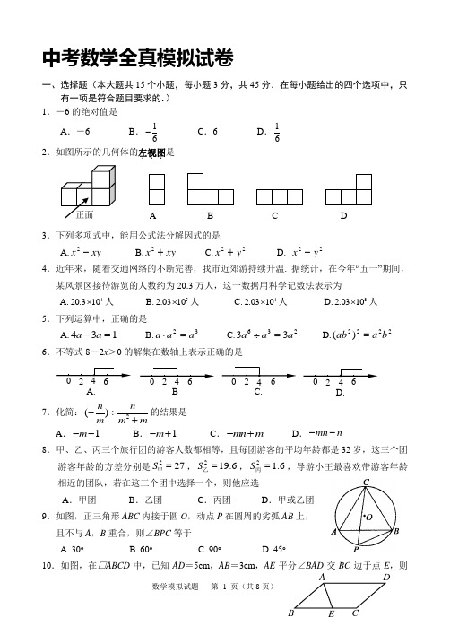 2014中考数学模拟试题(新考点必考题型) (30)