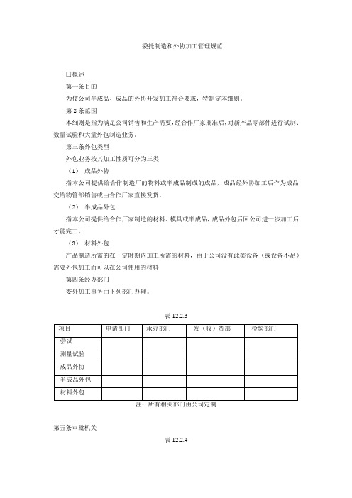 委托制造、外加工管理准则