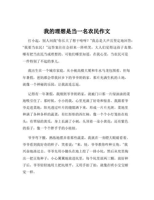 我的理想是当一名农民作文