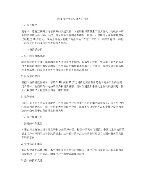 商业可行性研究报告的内容