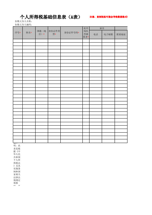 个人所得税基础信息表(A表)模板