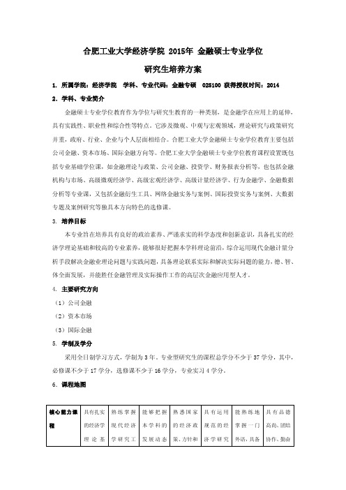 研究生培养办公室-合肥工业大学经济学院2015年金融硕士