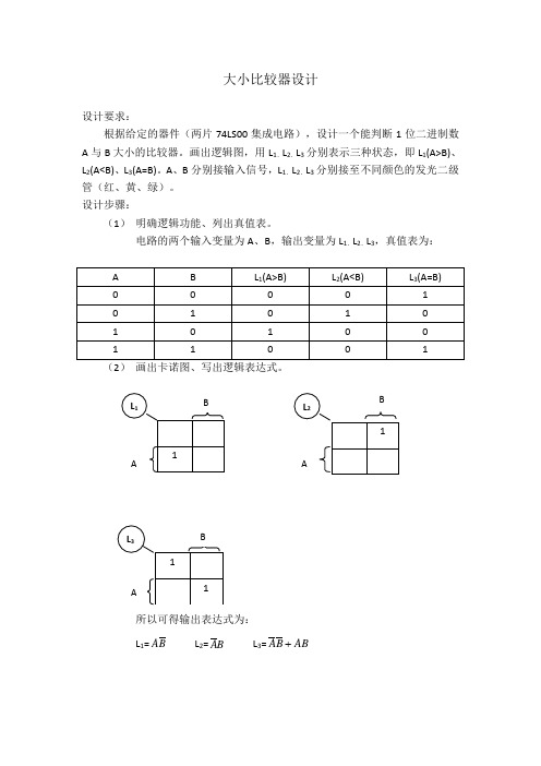 数电实验——大小比较器