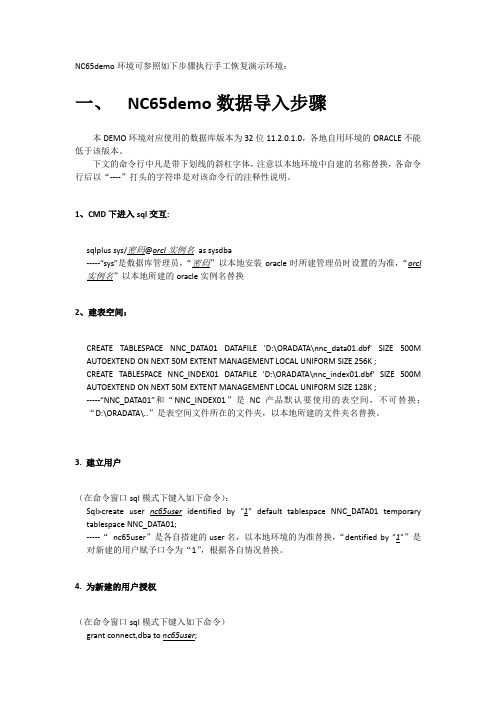 NC65demo演示环境配置说明