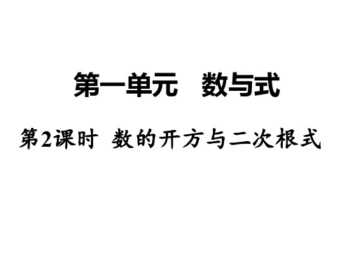 湖南省中考数学 第一部分 教材知识梳理 第一单元 数与式 第2课时 数的开方与二次根式课件
