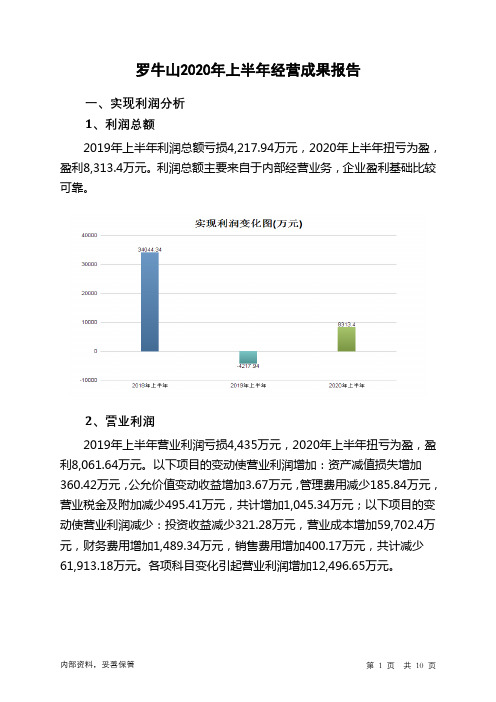 罗牛山2020年上半年经营成果报告