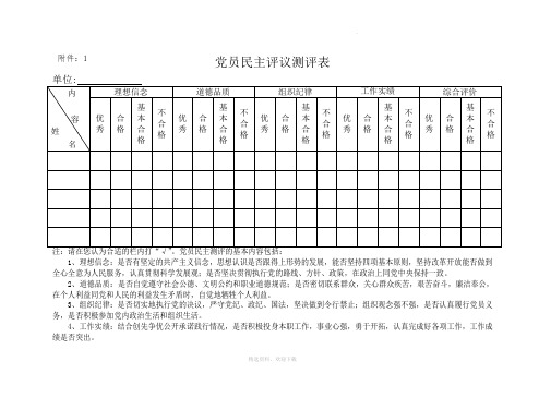 党员民主评议测评表90129