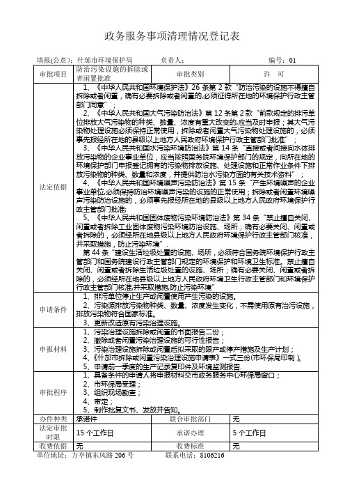 政务服务事项清理情况登记表(精)