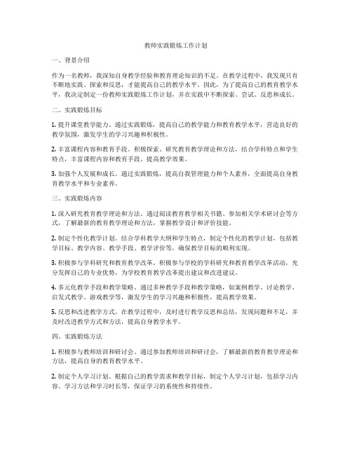 教师实践锻炼工作计划