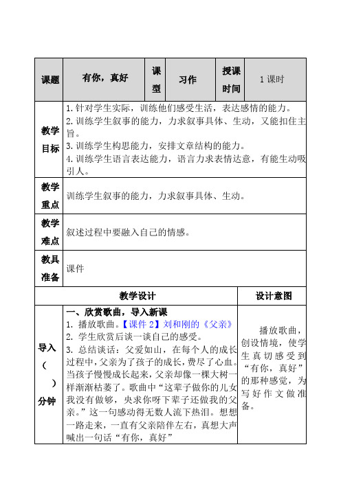 人教部编版六年级语文上册第八单元习作有你真好教案