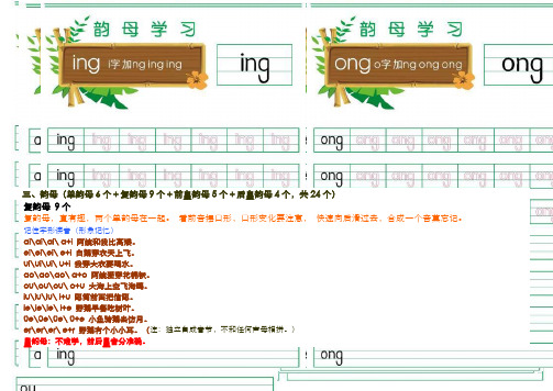 一年级声母韵母拼音描红(有书写顺序)打印版