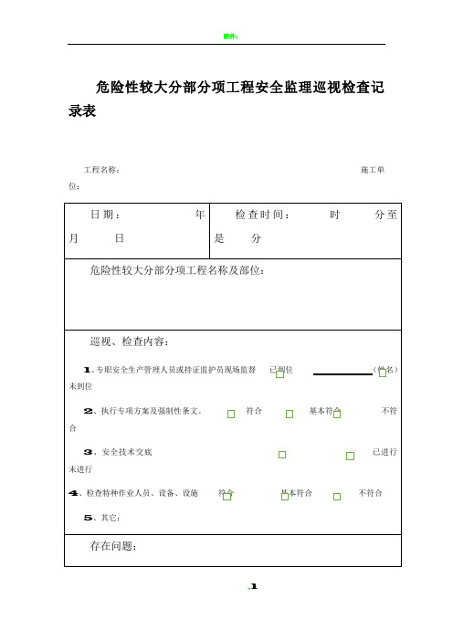 危险性较大分部分项工程安全监理巡视检查记录表