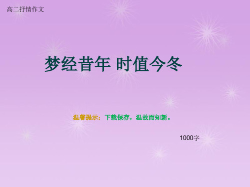 高二抒情作文《梦经昔年 时值今冬》1000字