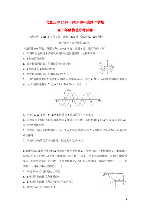 内蒙古北重三中高二物理下学期4月月考试题