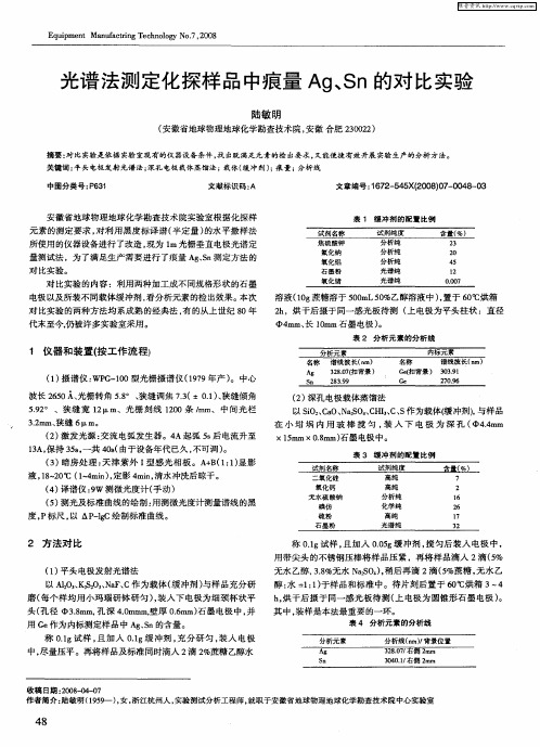 光谱法测定化探样品中痕量Ag、Sn的对比实验