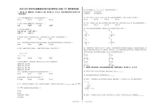 2016-2017学年河北省秦皇岛市抚宁县台营学区八年级(下)期末数学试卷