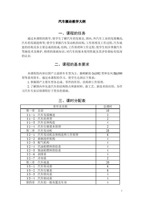 汽车概论教学大纲