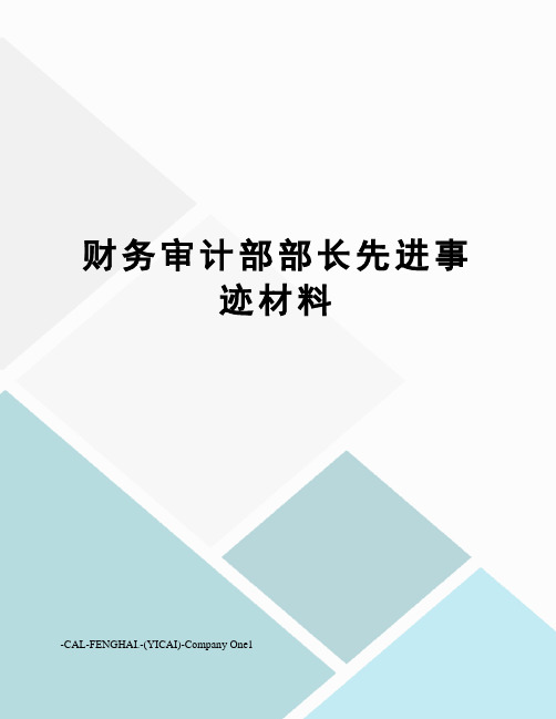 财务审计部部长先进事迹材料