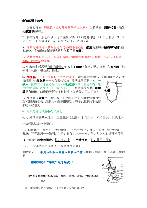 2021人教版第一单元生物和生物圈知识点总结