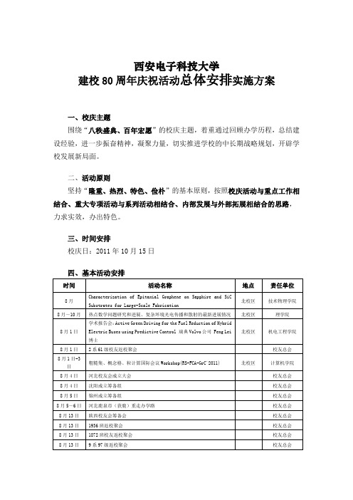 大学建校80周年庆典周庆祝活动实施方案