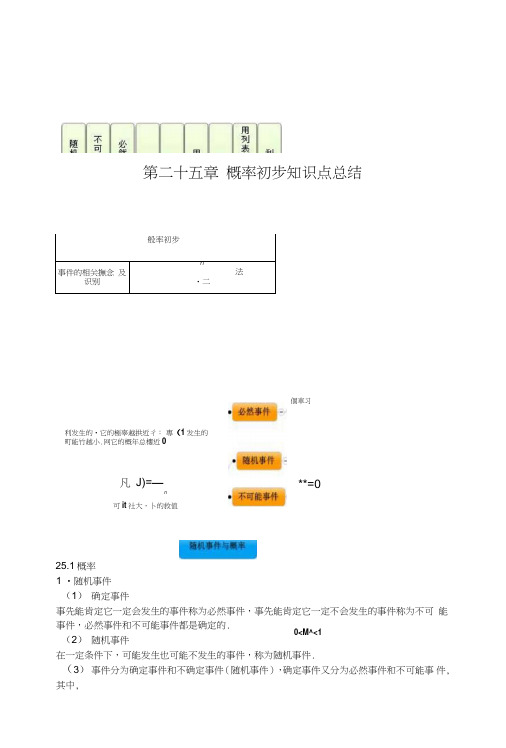 人教版九年级第二十五章概率初步知识点.doc