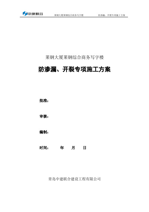 莱钢防渗漏、开裂专项施工方案