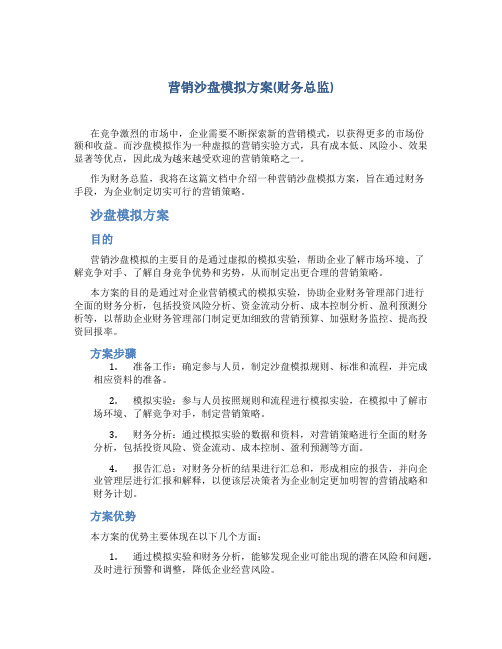 营销沙盘模拟方案(财务总监)