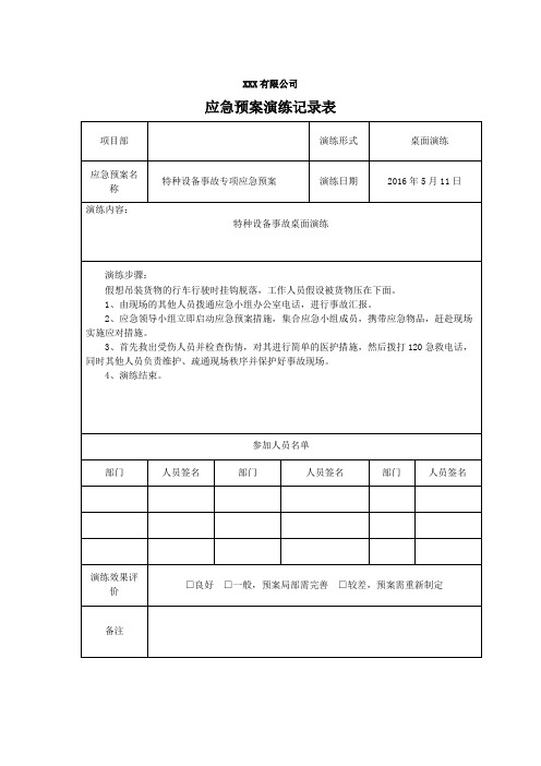 6、特种设备事故桌面演练记录表