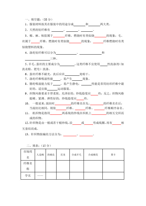 服装材料试题