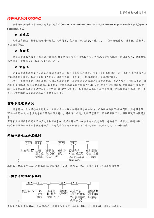 雷赛步进电机选型参考